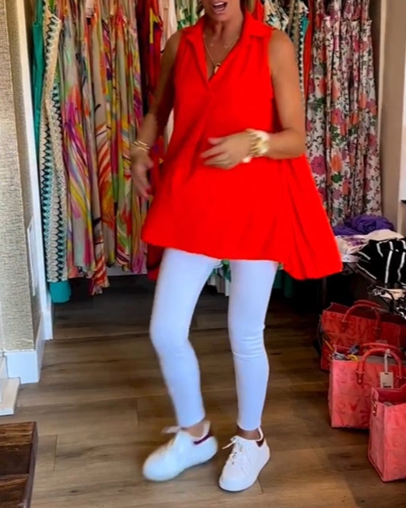Label Noir Amsterdam™ | Mouwloze top met ruches en revers