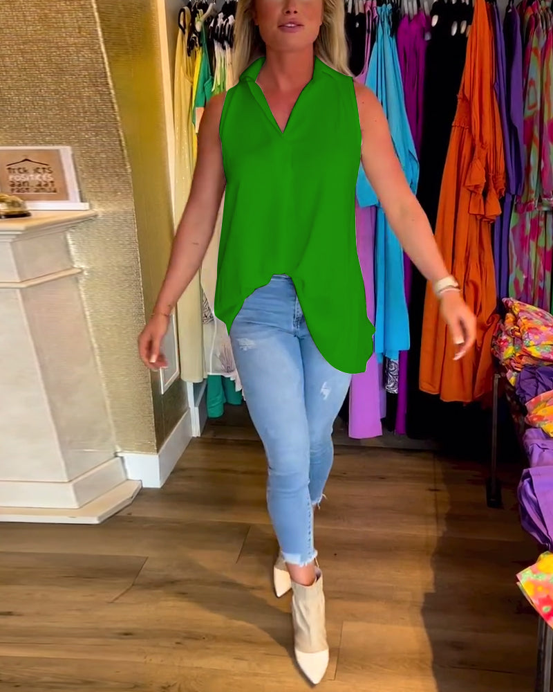 Label Noir Amsterdam™ | Mouwloze top met ruches en revers