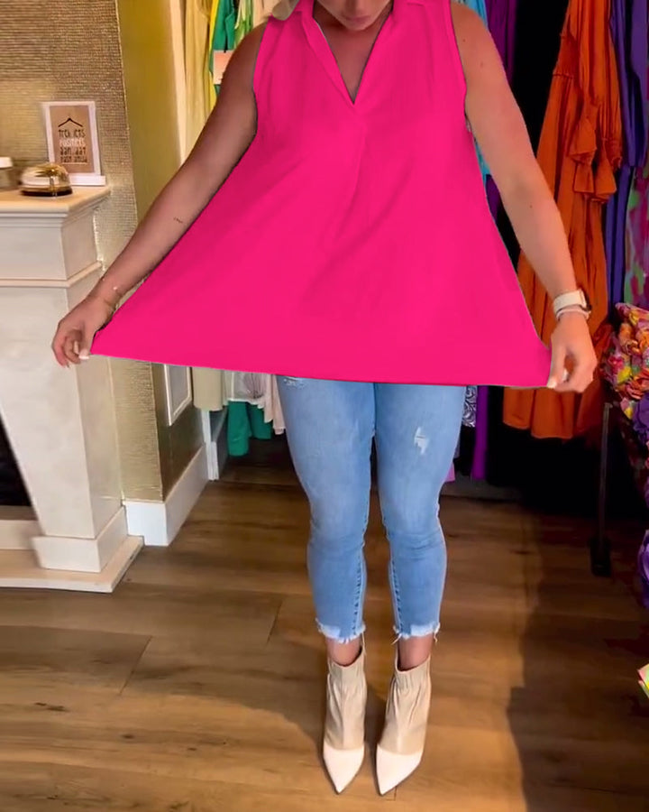 Label Noir Amsterdam™ | Mouwloze top met ruches en revers