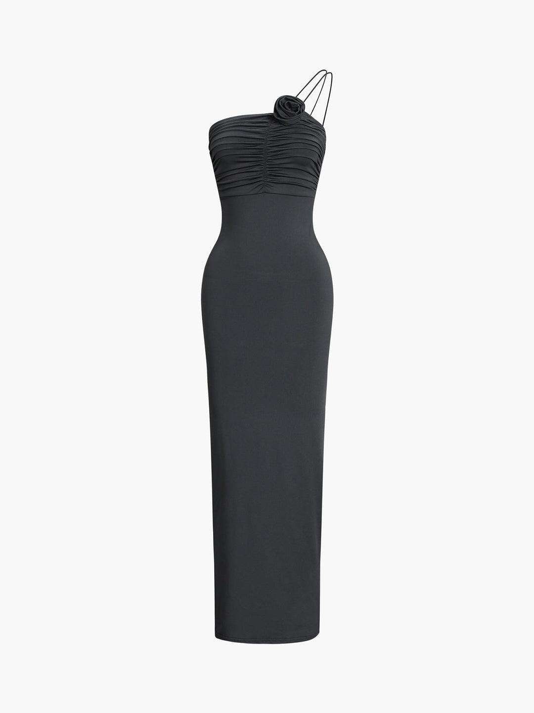 Label Noir Amsterdam™ | Off Shoulder Rozen Decor Midi Jurk met Ruches