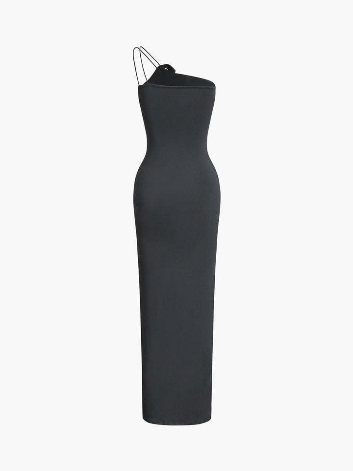 Label Noir Amsterdam™ | Off Shoulder Rozen Decor Midi Jurk met Ruches