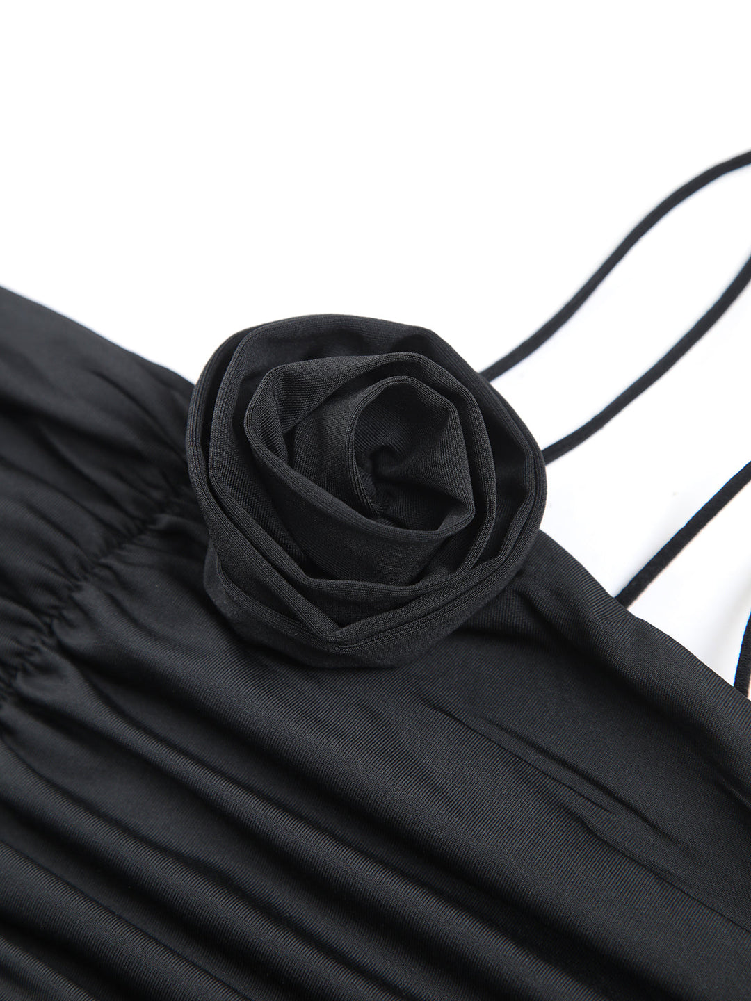 Label Noir Amsterdam™ | Off Shoulder Rozen Decor Midi Jurk met Ruches