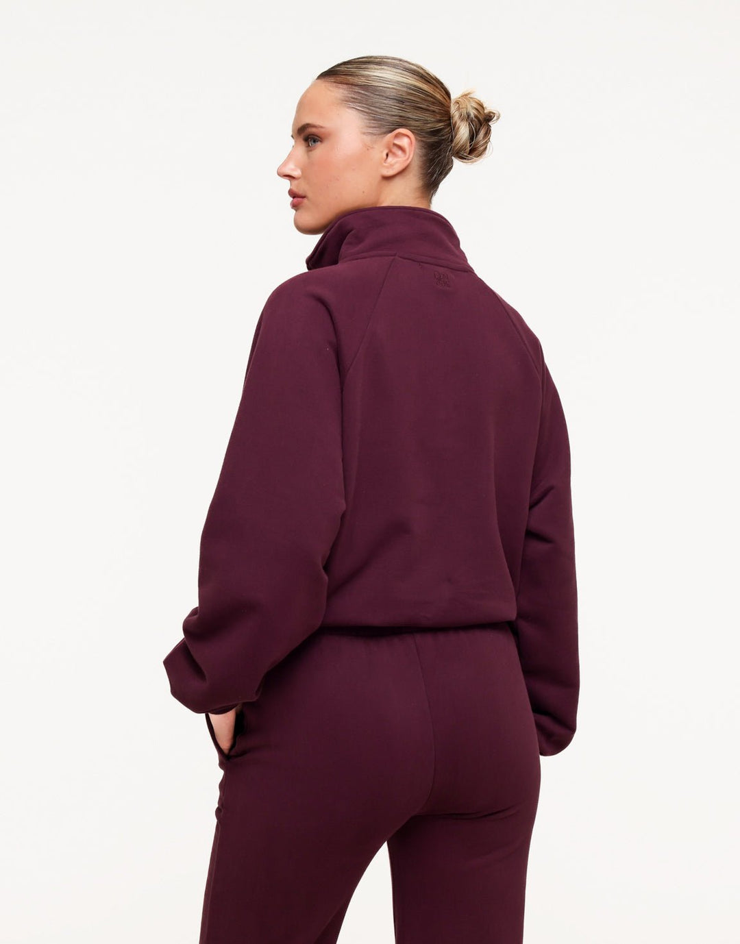 Aubergine Cropped Rits Jogging - Vest