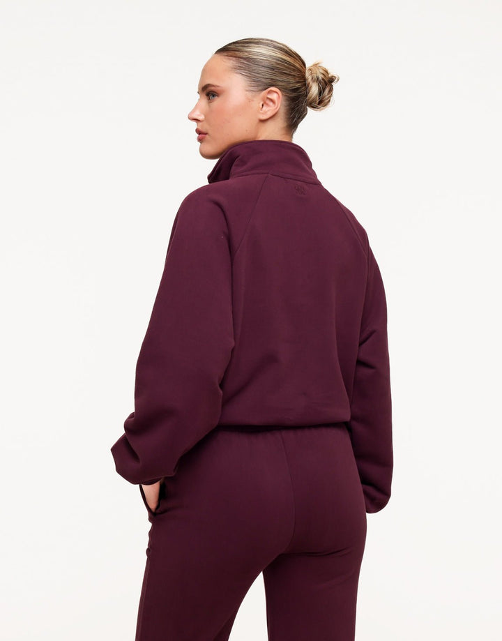Aubergine Cropped Rits Jogging - Vest