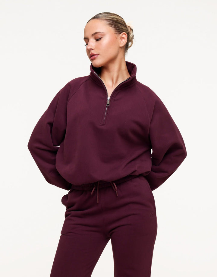 Aubergine Cropped Rits Jogging - Vest