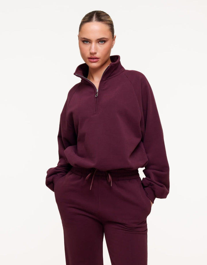 Aubergine Cropped Rits Jogging - Vest