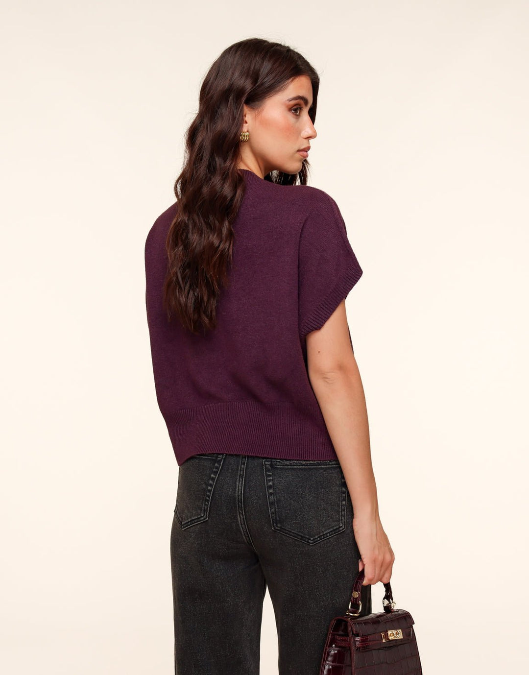 Aubergine Gebreide SS - Top