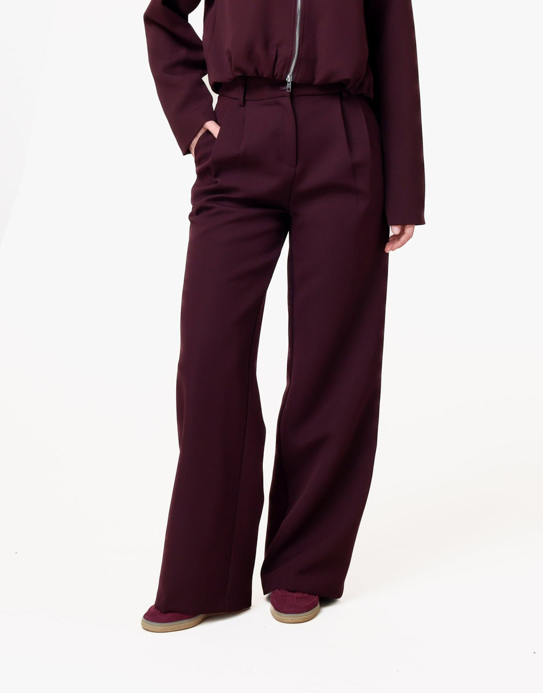 Aubergine Premium Achterkant Detail Jas- Set