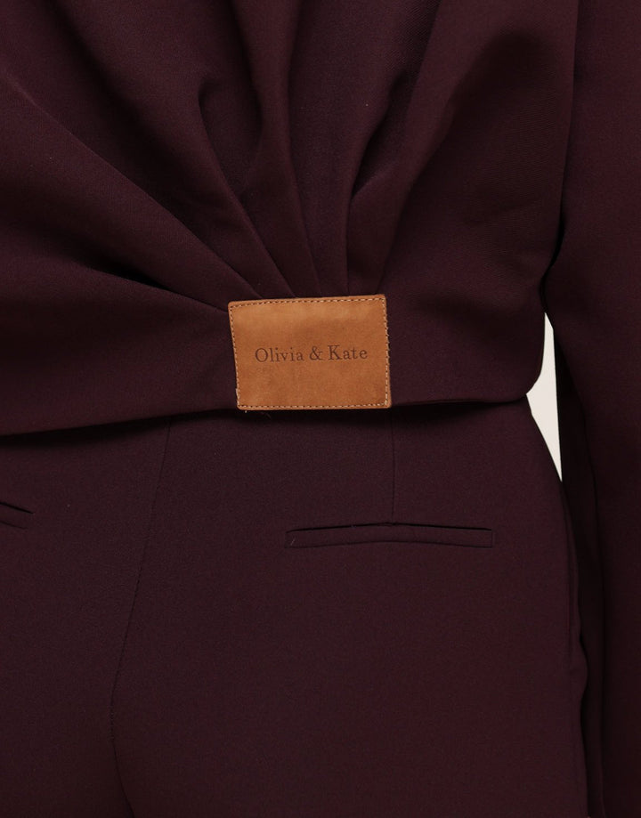 Aubergine Premium Achterkant Detail Jas- Set