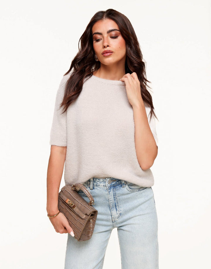 Beige Basic Fluffy SS - Top