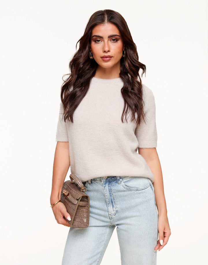Beige Basic Fluffy SS - Top