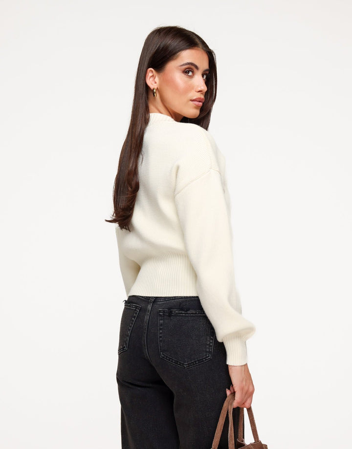 Beige Gebreide Rits - Vest