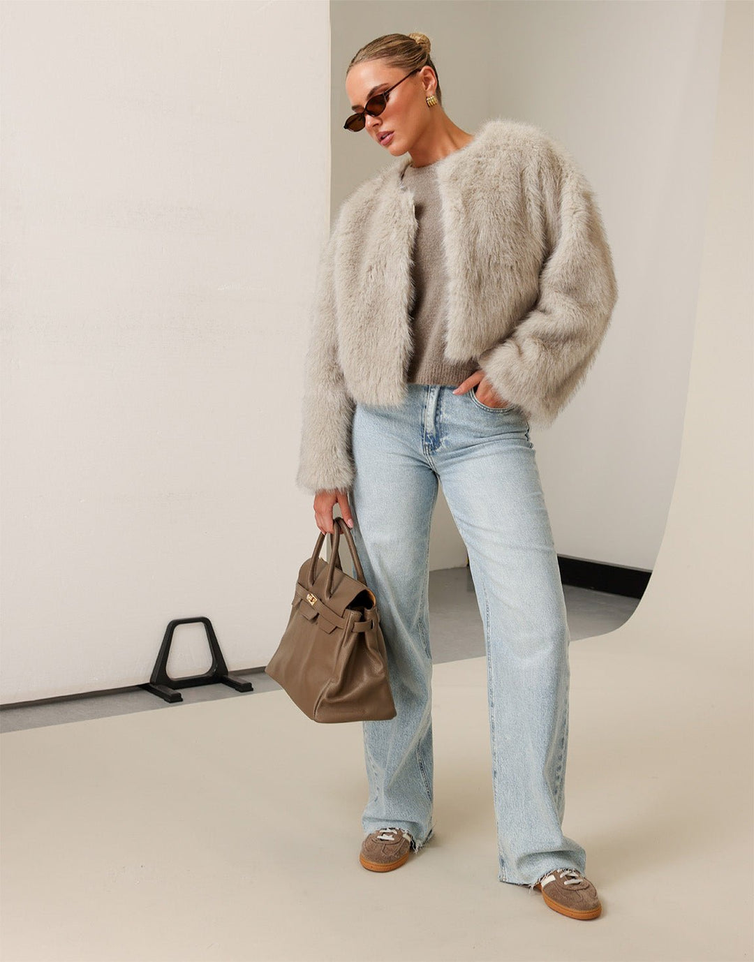 Beige Korte Fluffy - Jas