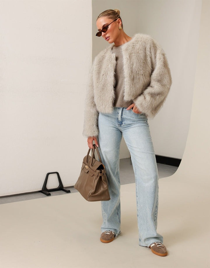 Beige Korte Fluffy - Jas