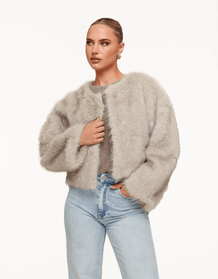 Beige Korte Fluffy - Jas