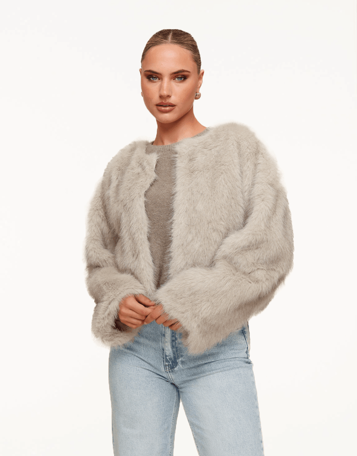 Beige Korte Fluffy - Jas