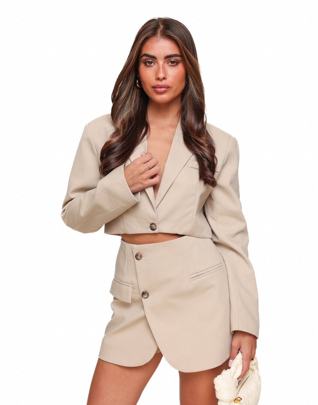 Beige Linnen Cropped LS - Blazer