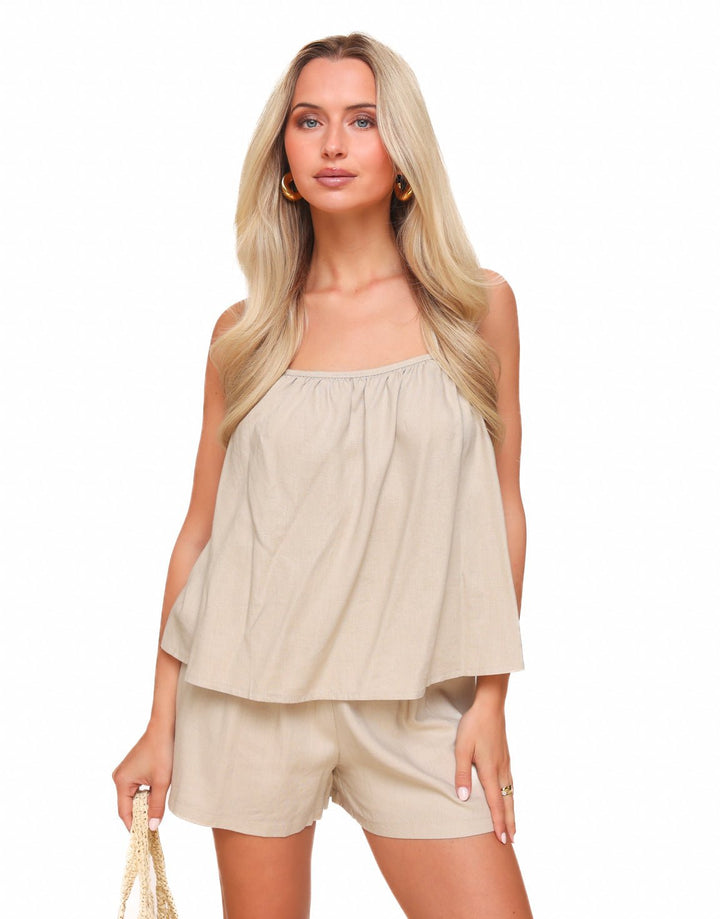 Beige Linnen Open Rug Halter - Set