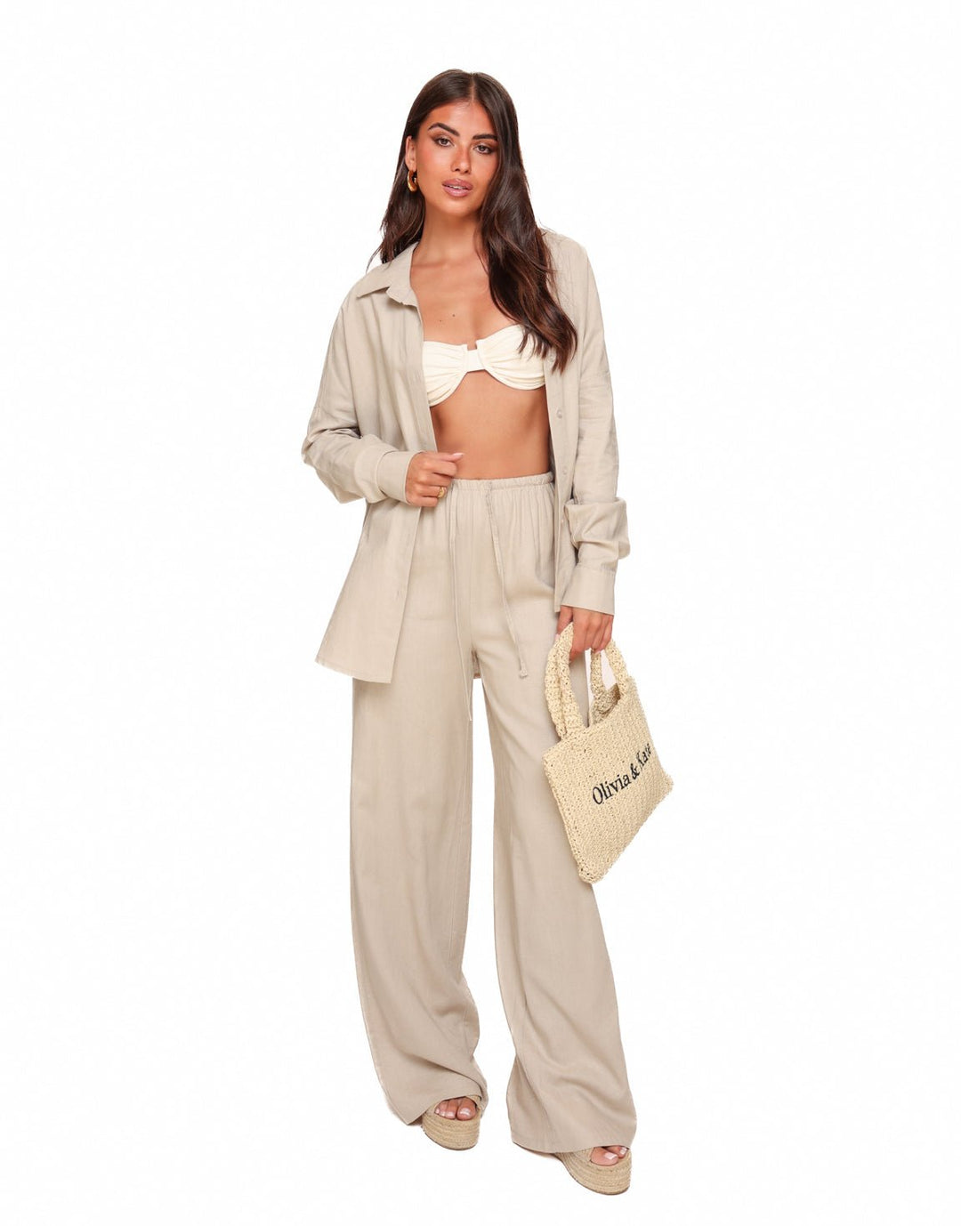 Beige Linnen Oversized - Blouse