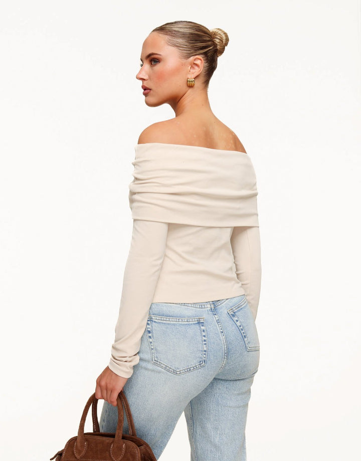 Beige Off Shoulder - Top