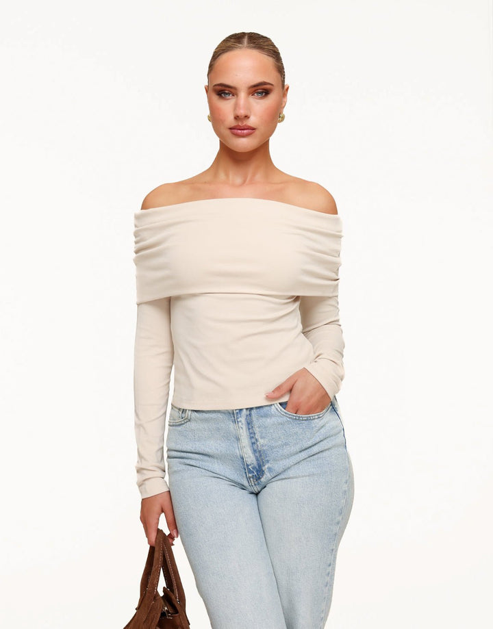 Beige Off Shoulder - Top