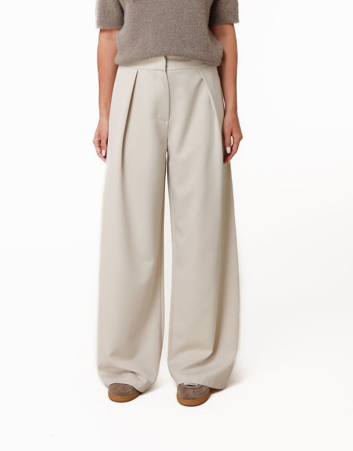 Beige Plooien - Pantalon