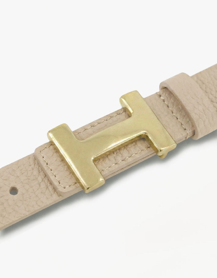 Beige Smalle H-gesp - Riem