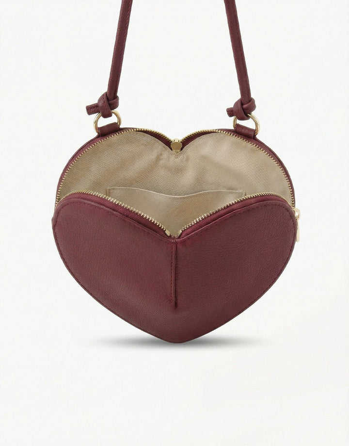 Bordeaux Leren Hart - Tas