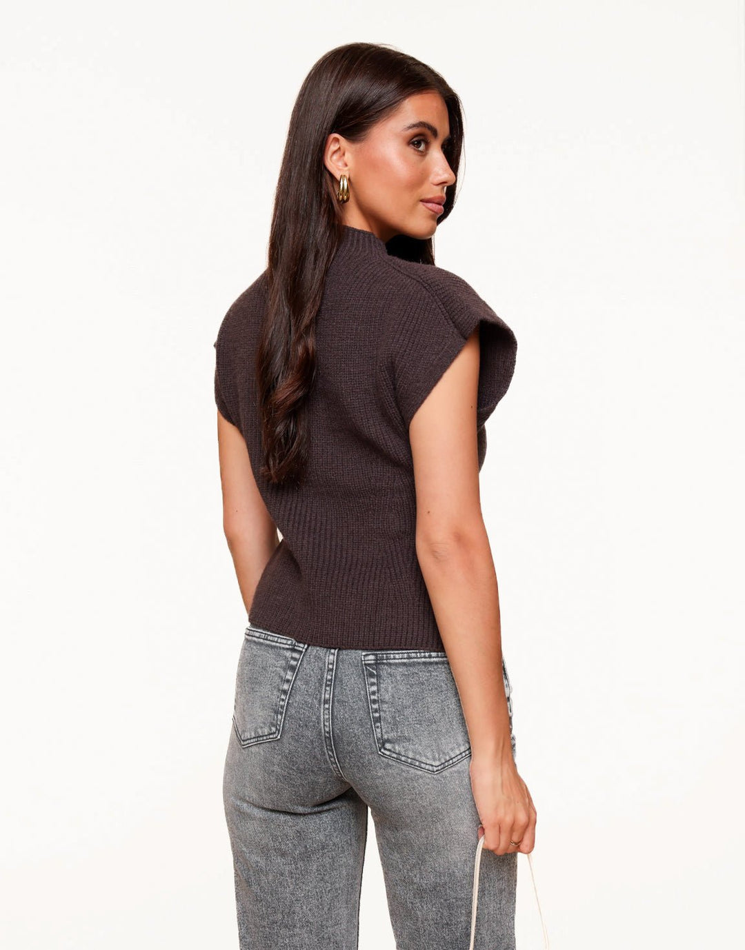 Bruine Gebreide Stevige Spencer - Top