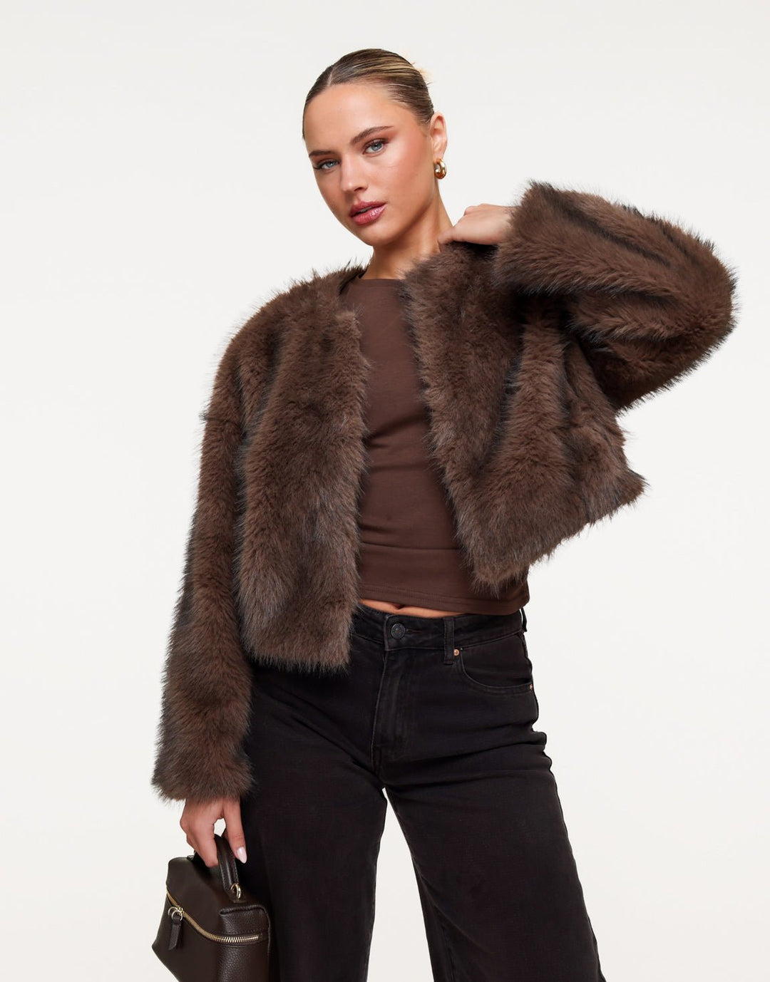 Bruine Korte Fluffy - Jas