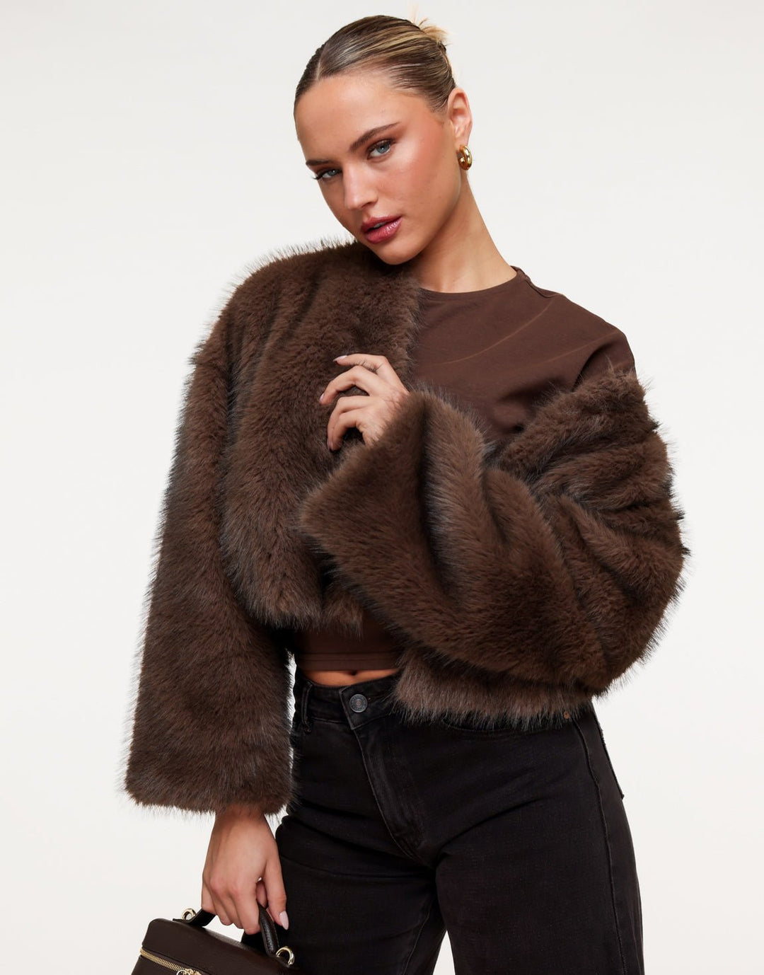 Bruine Korte Fluffy - Jas