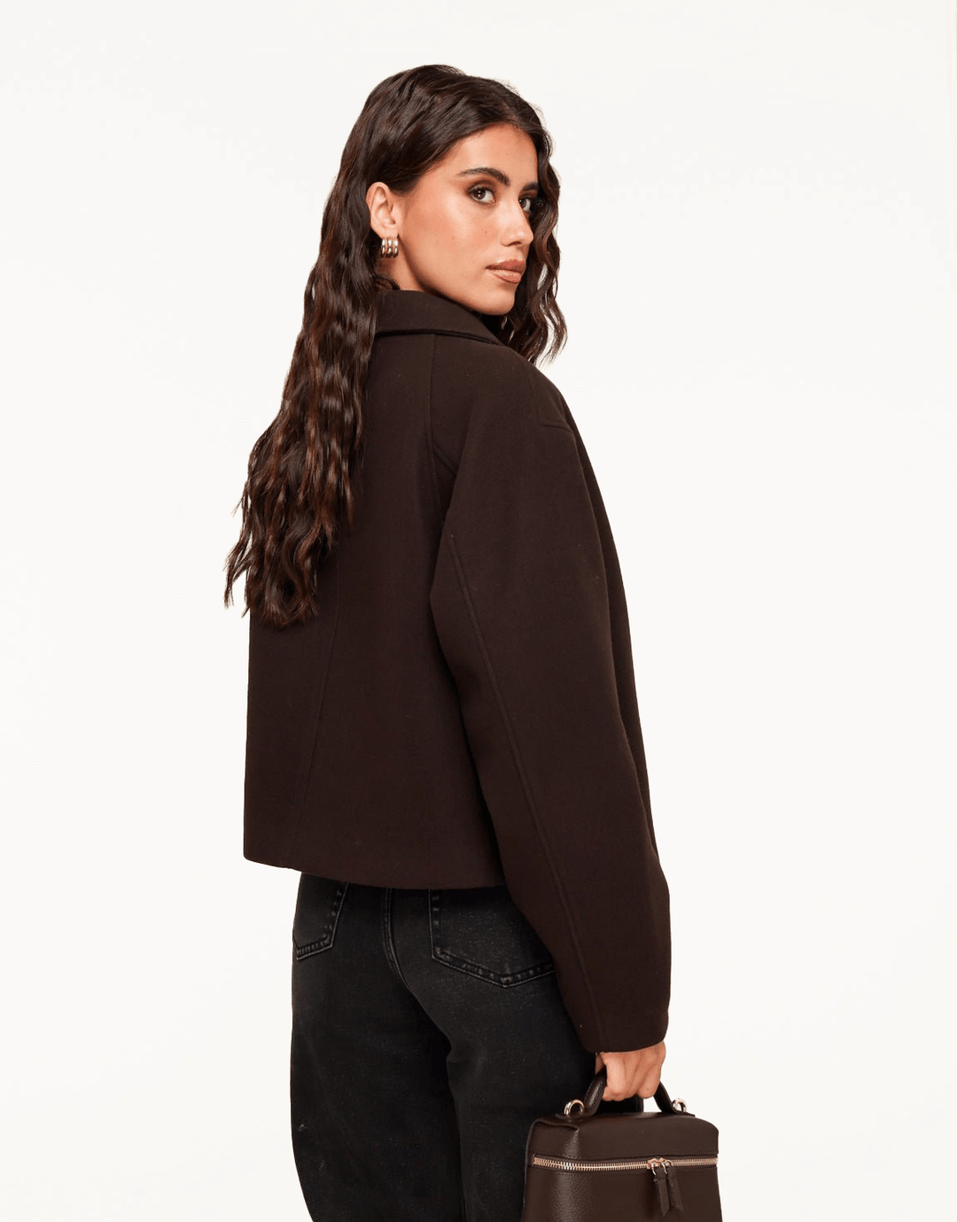 Bruine Korte Studio Coat - Jas