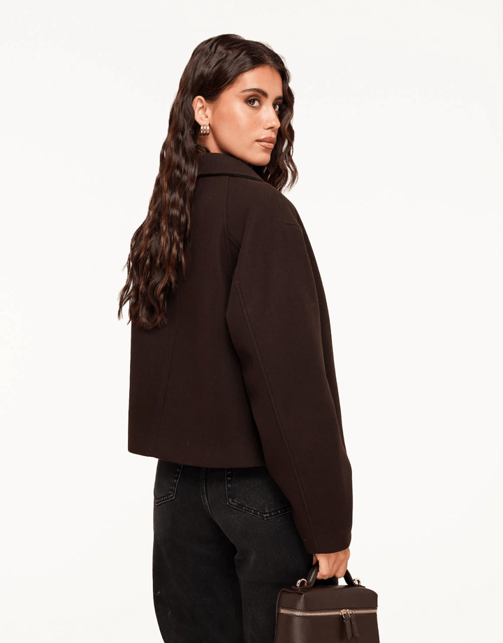 Bruine Korte Studio Coat - Jas