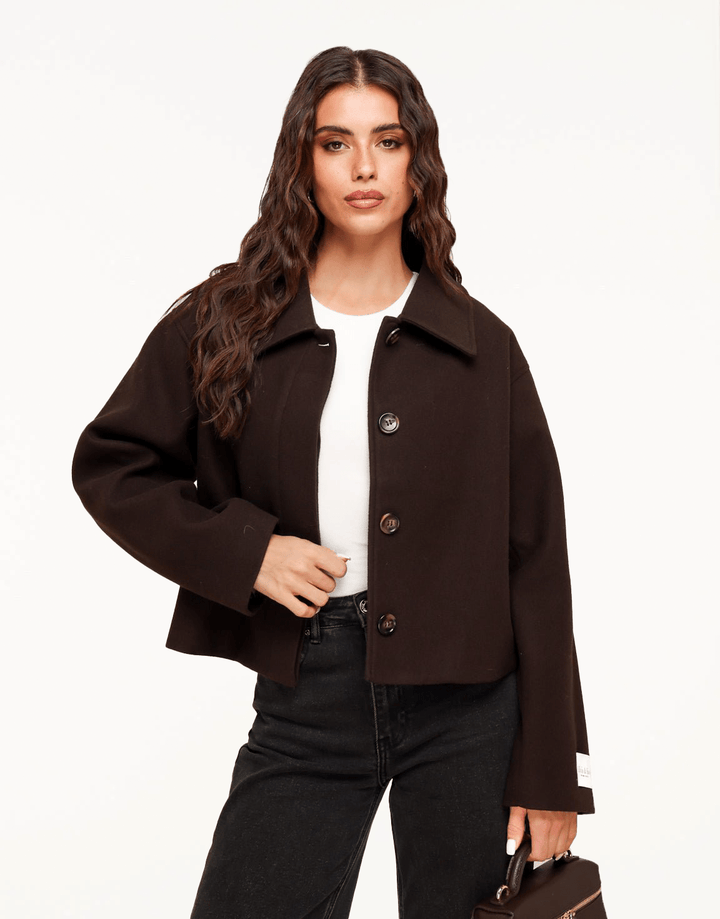 Bruine Korte Studio Coat - Jas