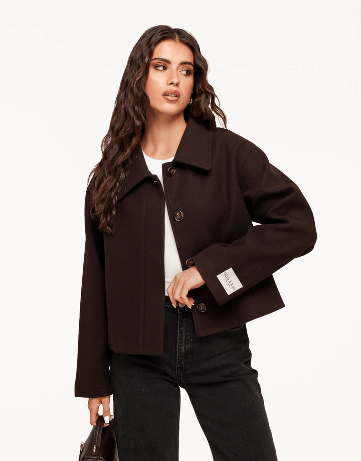 Bruine Korte Studio Coat - Jas