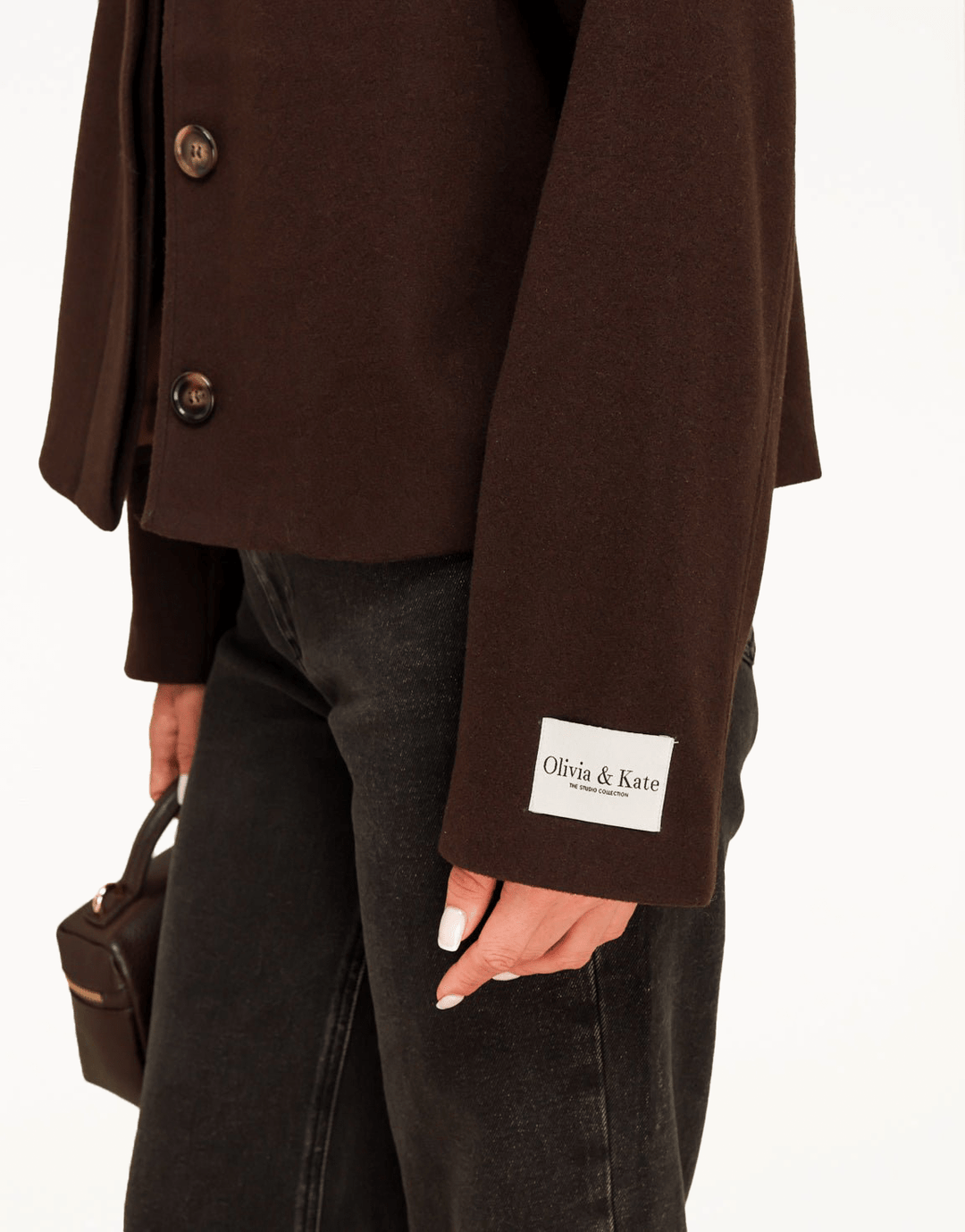 Bruine Korte Studio Coat - Jas