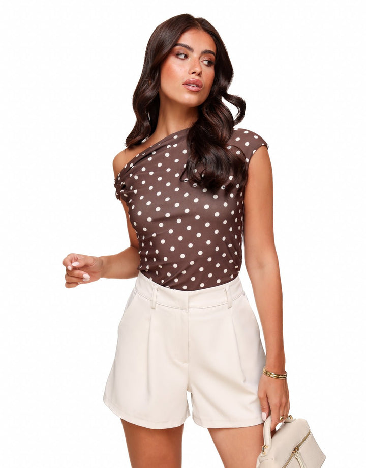 Bruine Polka Dot - Top