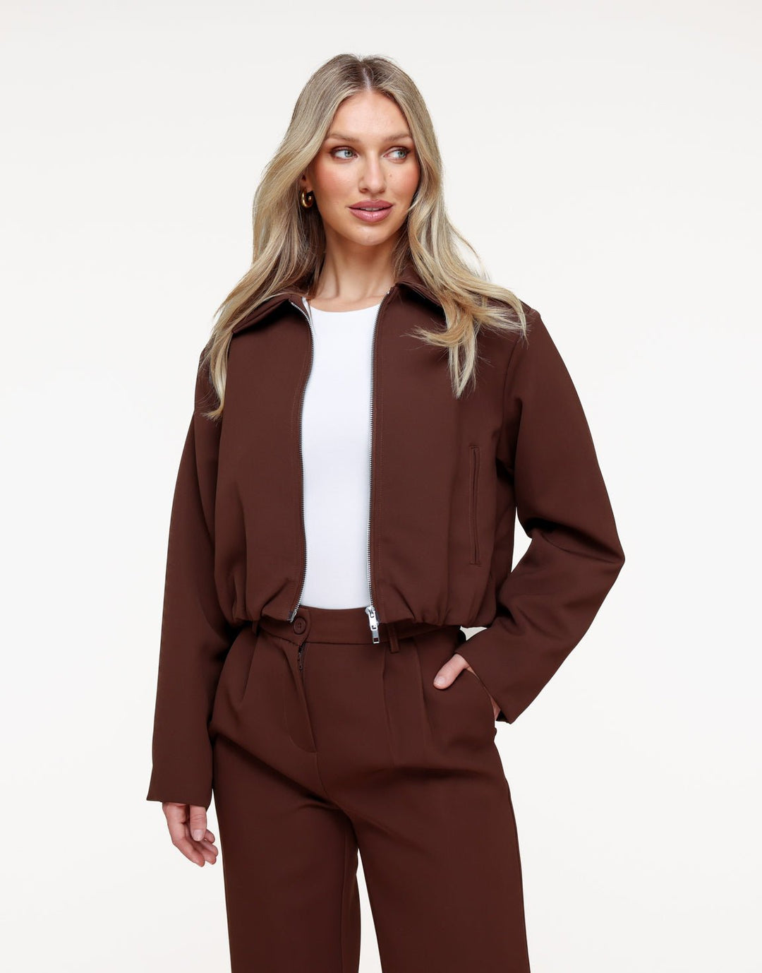 Bruine Premium Achterkant Detail Jas- Set