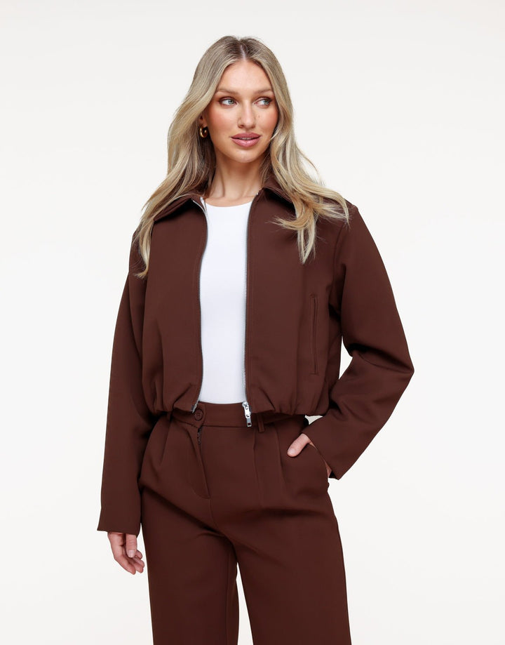 Bruine Premium Achterkant Detail Jas- Set