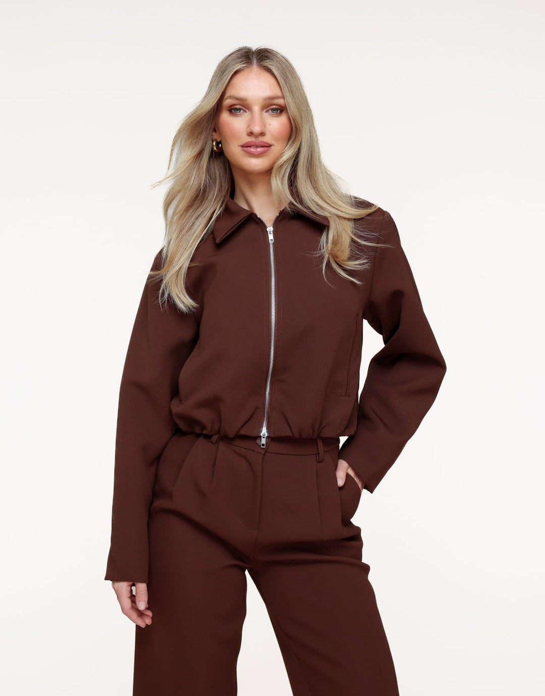 Bruine Premium Achterkant Detail Jas- Set