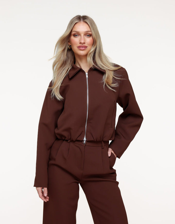 Bruine Premium Achterkant Detail Jas- Set