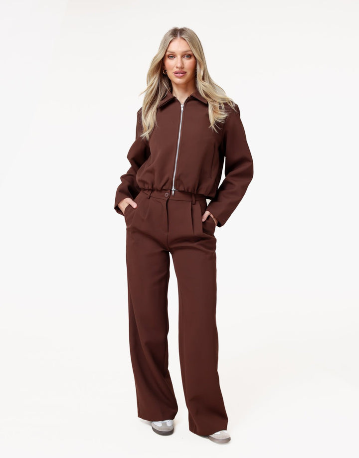Bruine Premium Achterkant Detail Jas- Set