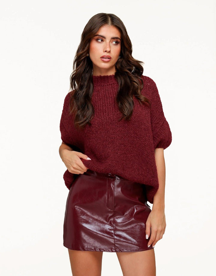 Burgundy Glanzende PU Leren - Rok