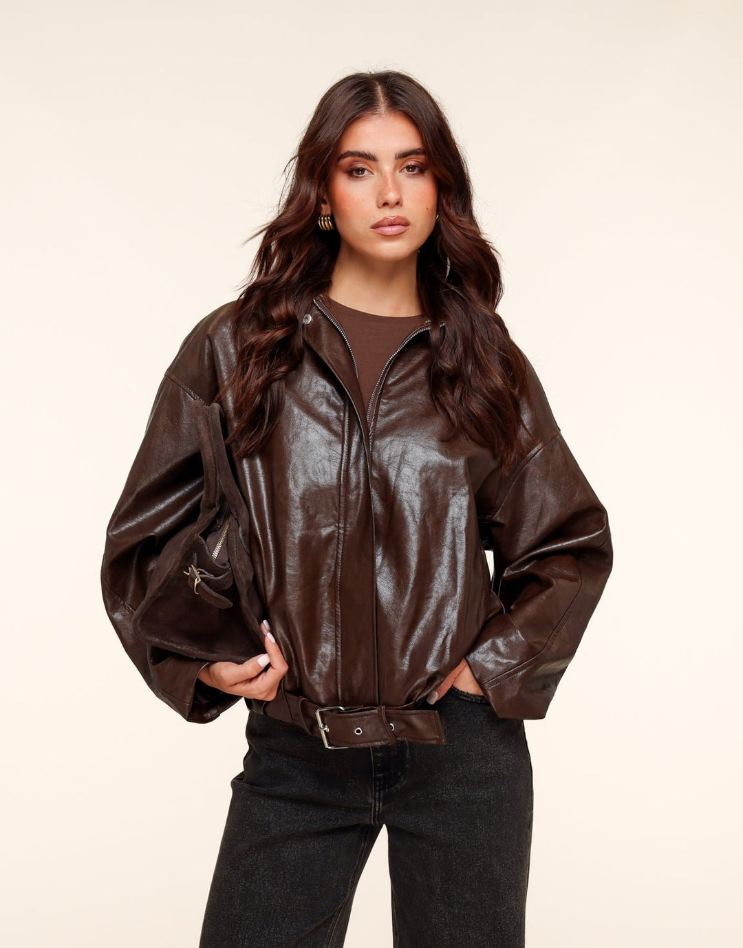 Coffee PU Leren Biker - Set
