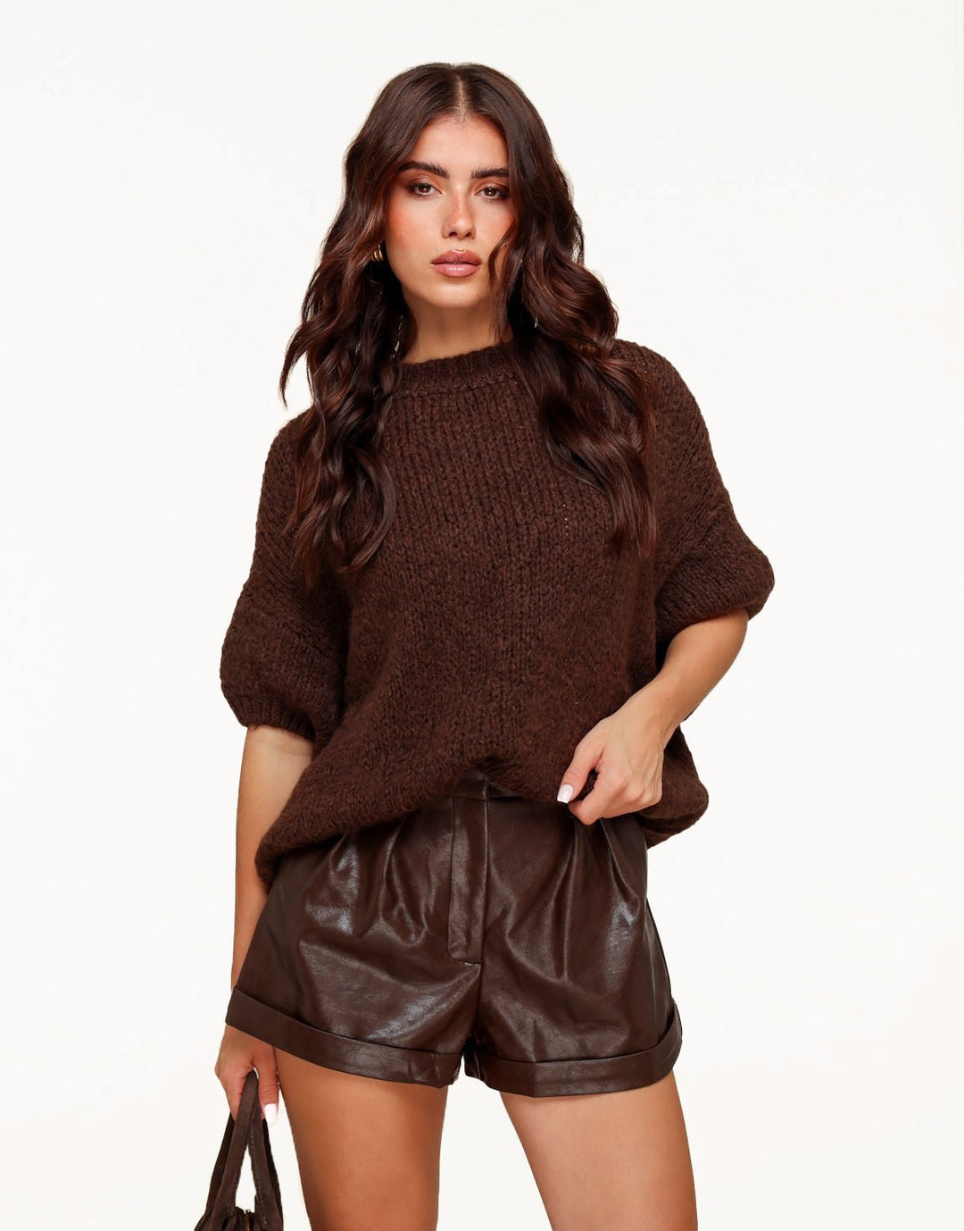 Coffee PU Leren Biker - Short