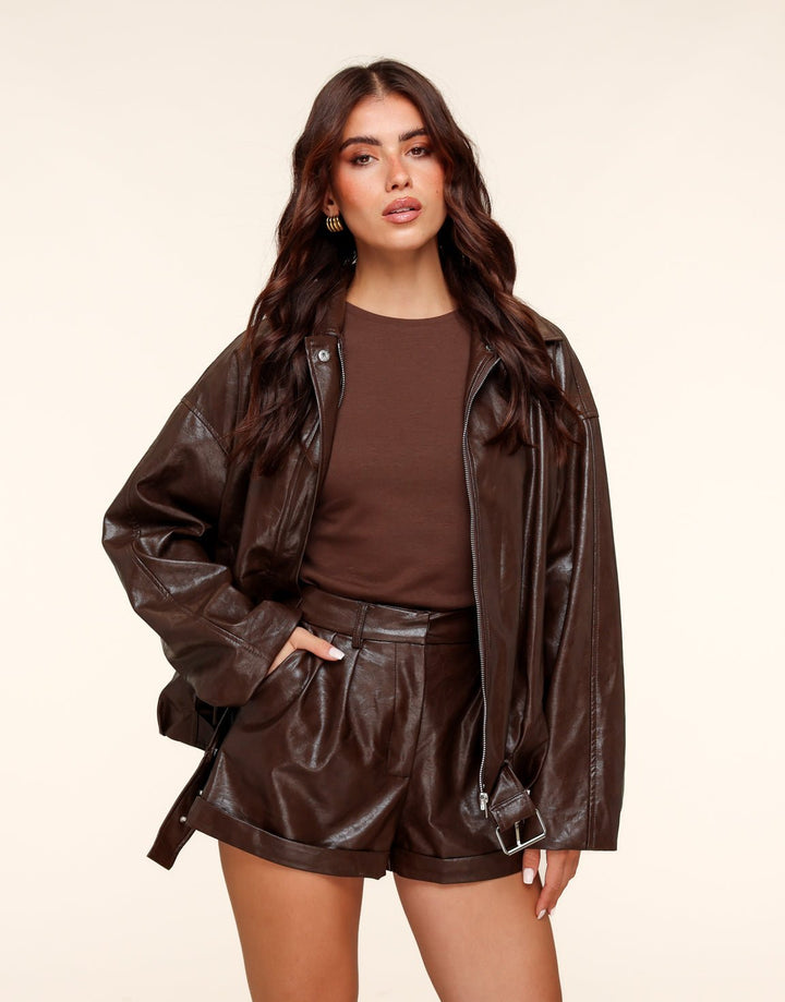 Coffee PU Leren Biker - Set