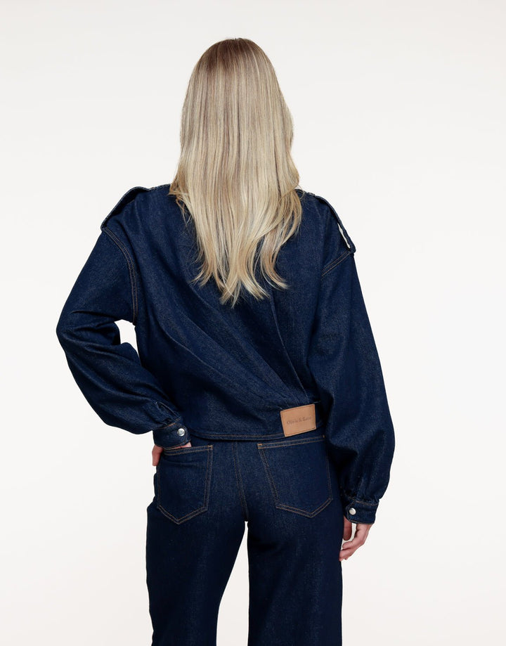 Donkerblauwe Denim Bomber - Set