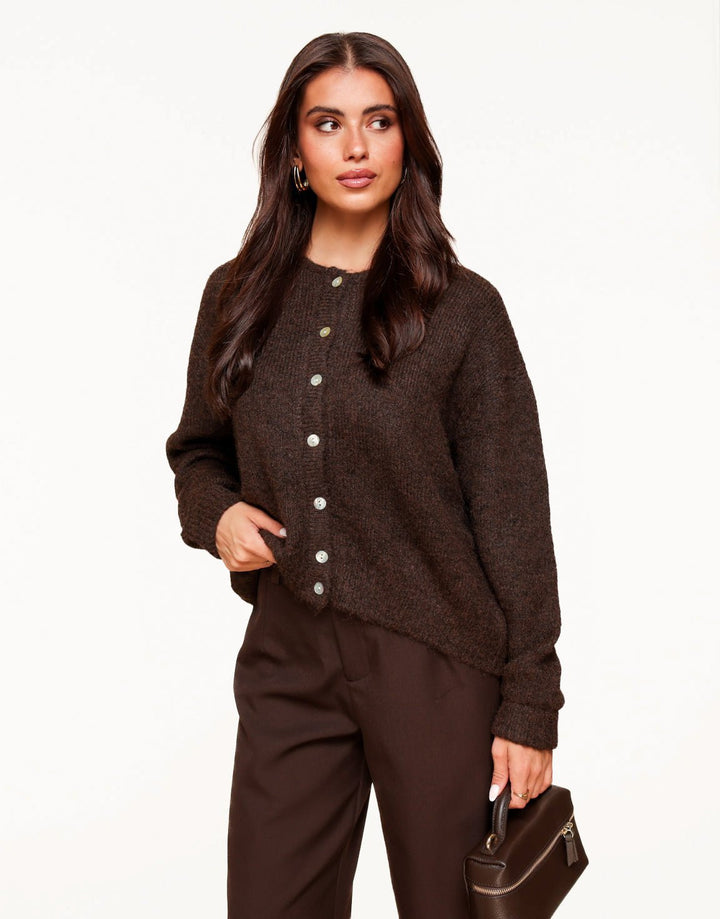 Donkerbruine Basic Gebreide - Vest