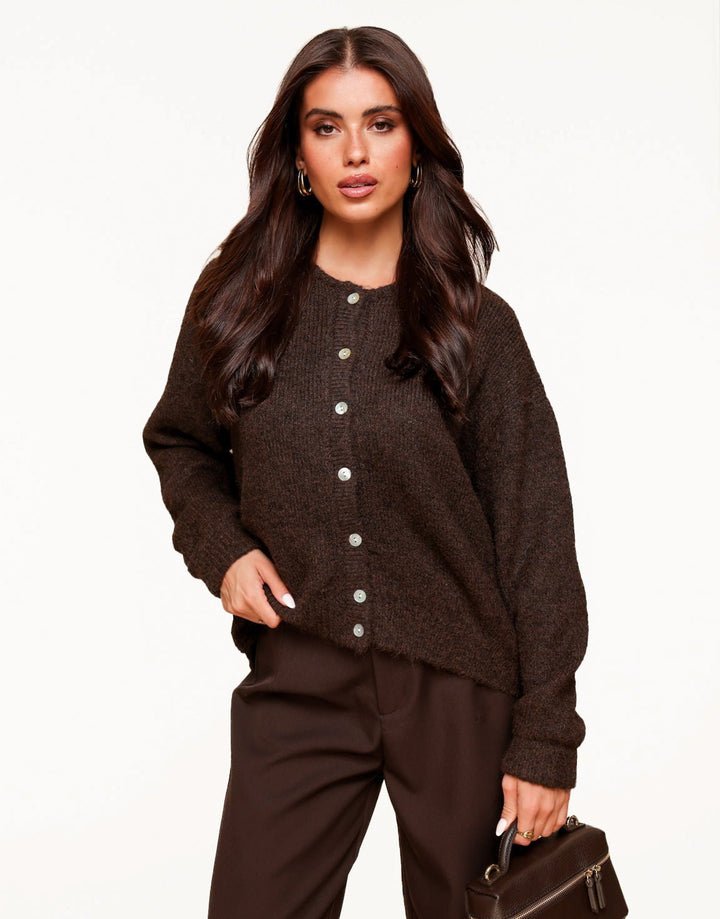 Donkerbruine Basic Gebreide - Vest