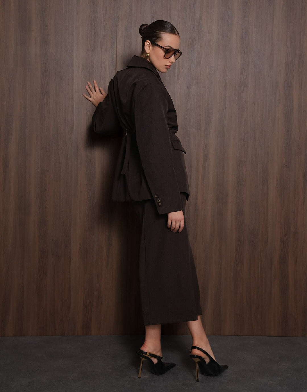 Donkerbruine Classic Rug Riem Detail - Blazer